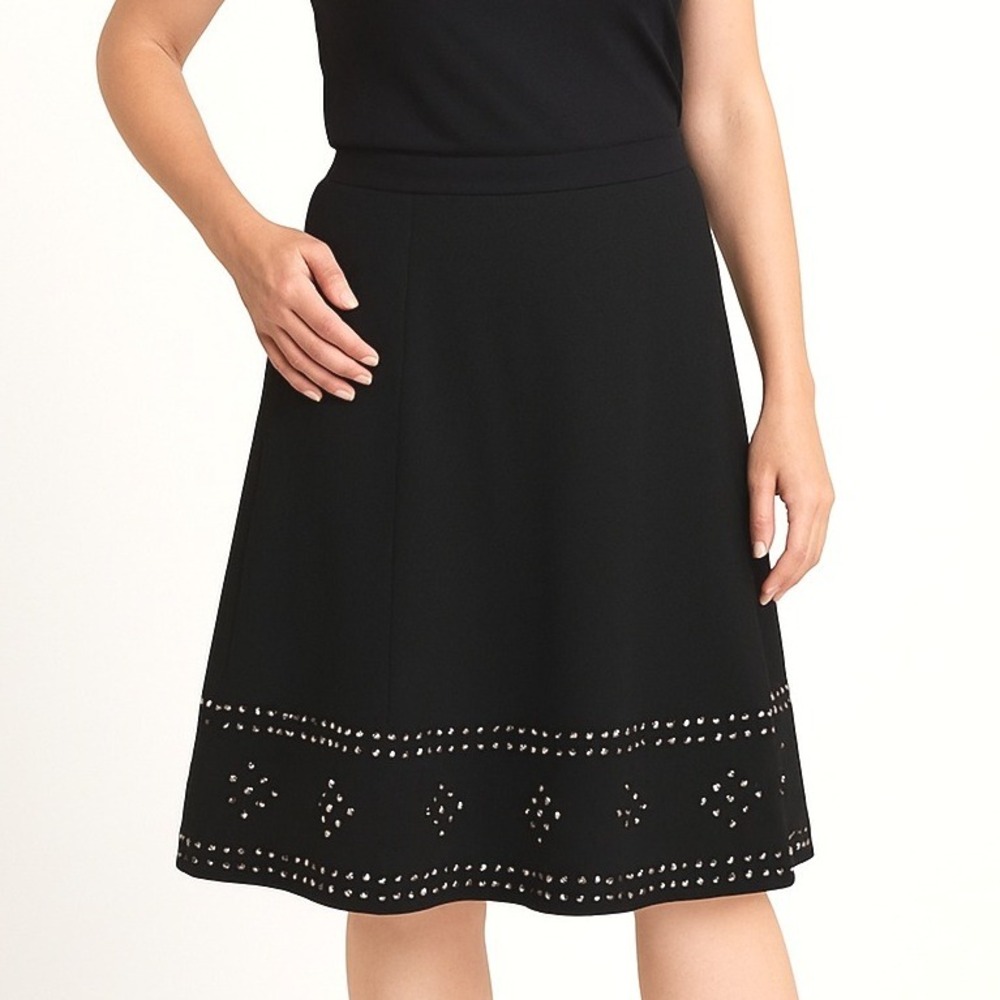 Talbots Skirt Women 2P Black A-Line Sequin Hem‎ Stretch Cotton Spandex Classic